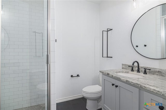 168 Navarro Xing, Seguin, TX 78155 - bathroom featuring vanity, a stall shower, and toilet