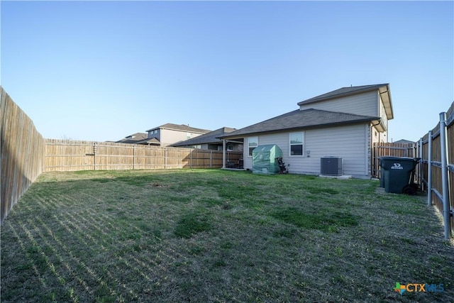 630 Golden Grove Pkwy, San Marcos, TX 78666 - view of yard with central air condition unit and a fenced backyard