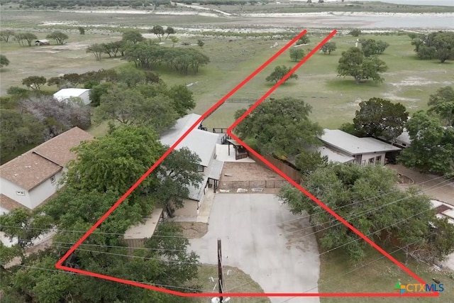 bird's eye view with a rural view