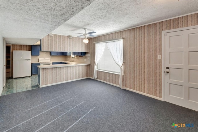 925 Eden Roc St, Victoria, TX 77904 - unfurnished living room with ceiling fan, a textured ceiling, and carpet