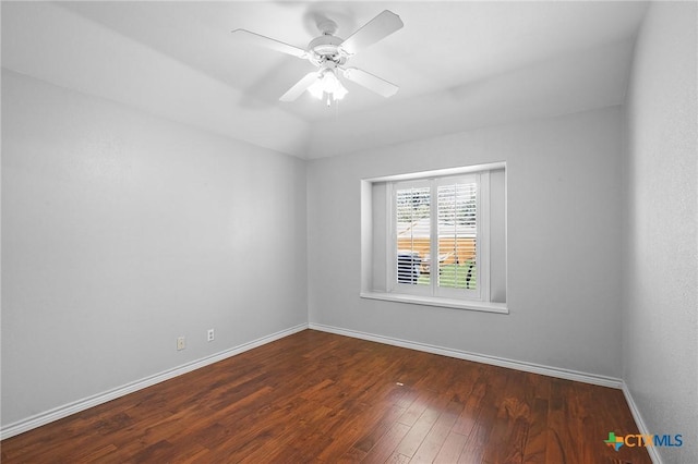 214 Belmoor Ln, Victoria, TX 77904 - unfurnished room featuring hardwood / wood-style floors, ceiling fan, and vaulted ceiling