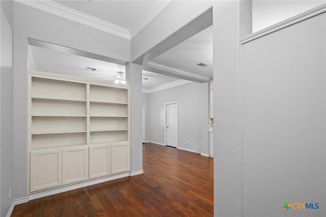 214 Belmoor Ln, Victoria, TX 77904 - hall featuring crown molding, wood finished floors, and built in features
