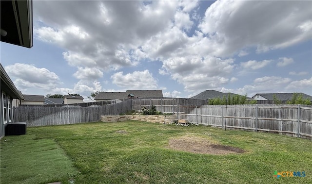 view of yard with a fenced backyard