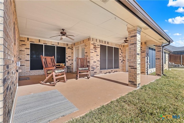 view of patio / terrace with ceiling fan