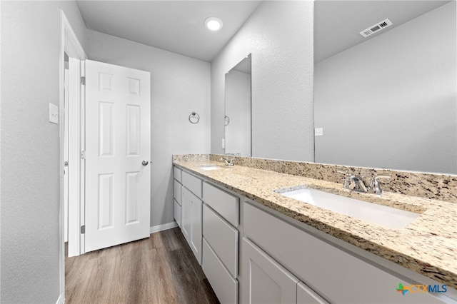 bathroom featuring wood-type flooring and vanity