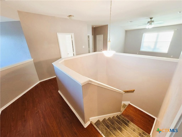 9200 Ashlyn Dr, Killeen, TX 76542 - staircase featuring wood finished floors and ceiling fan