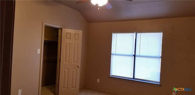 1207 Nicholas Cir, Killeen, TX 76542 - unfurnished bedroom with lofted ceiling, a closet, and a ceiling fan