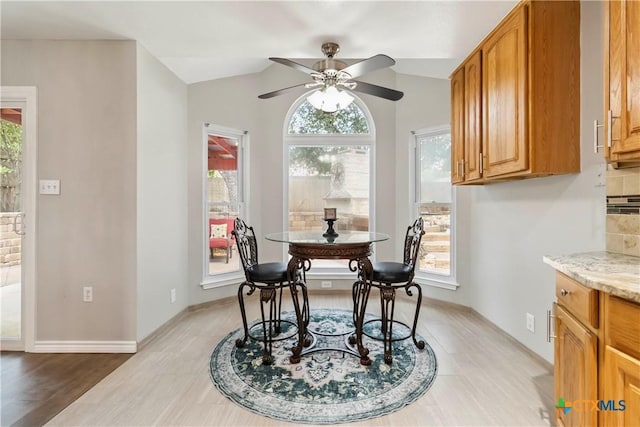 2652 Poplar Grove Ln, Schertz, TX 78154 - dining room with ceiling fan and light wood-type flooring