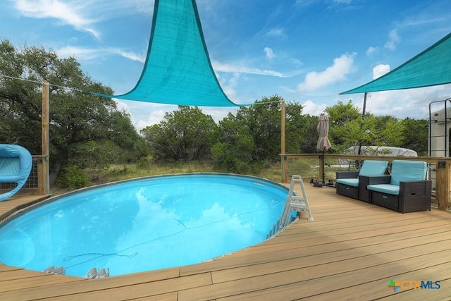 861 Rutherford, Fischer, TX 78623 - swimming pool featuring a wooden deck