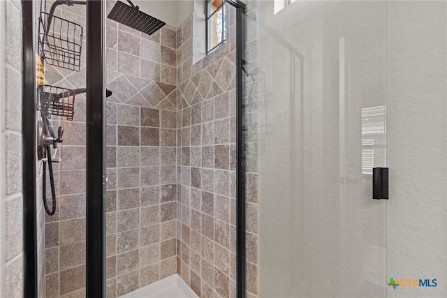 bathroom featuring a shower stall