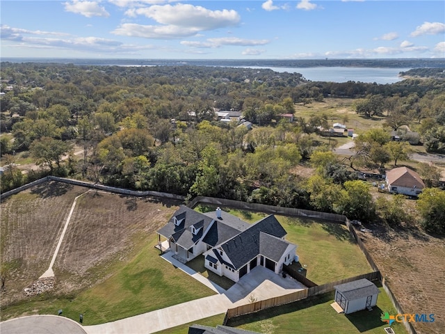 bird's eye view featuring a water view