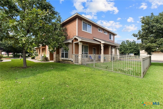 craftsman-style home with a front yard