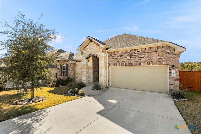 view of front of house featuring a garage and a front yard