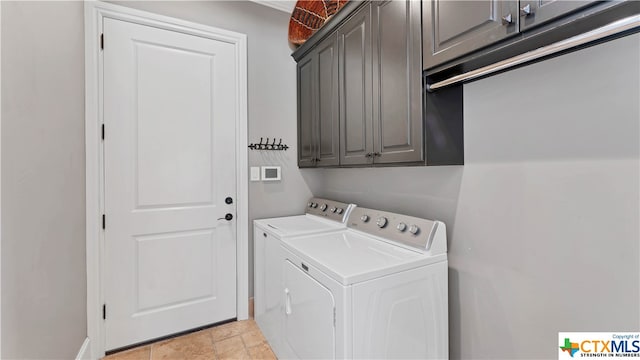 laundry room featuring washing machine and clothes dryer and cabinets