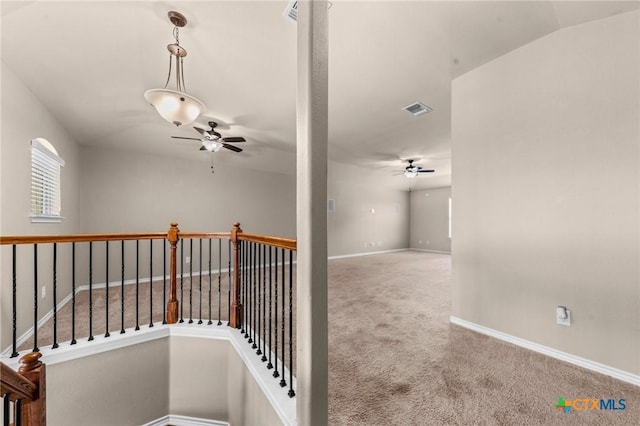 5705 Fenton Ln, Belton, TX 76513 - hallway featuring carpet floors, baseboards, and an upstairs landing