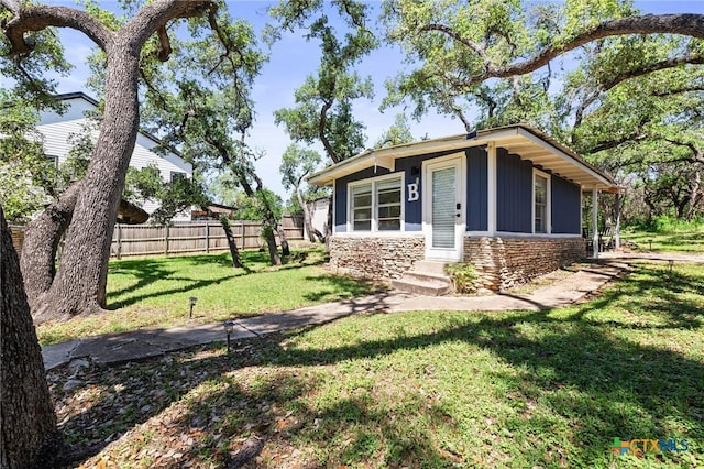 exterior space with a yard