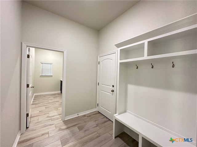 mudroom with light wood-type flooring