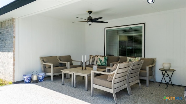 2727 Torino Reale Ave, Temple, TX 76502 - view of patio / terrace with an outdoor living space and a ceiling fan