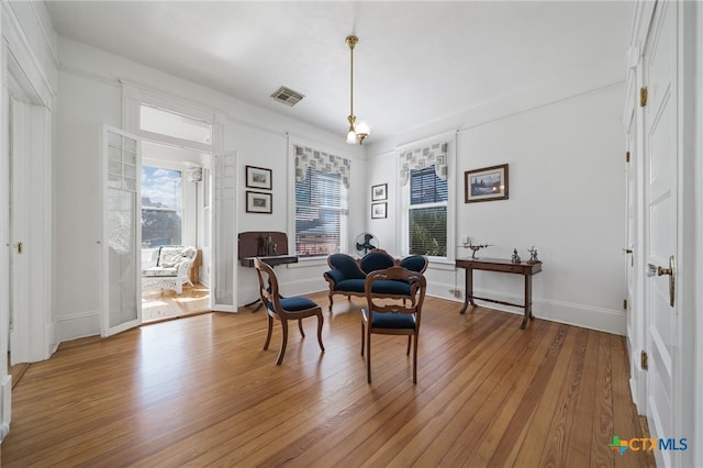 living area with wood-type flooring