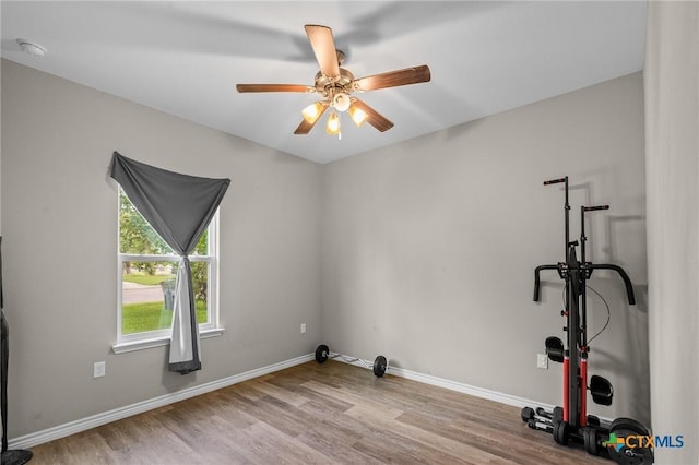 2709 Odem St, Victoria, TX 77901 - exercise area with ceiling fan and wood finished floors