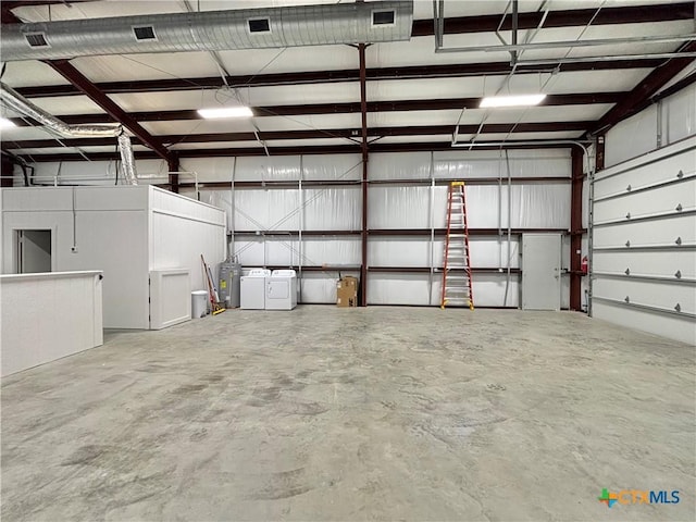 garage featuring water heater