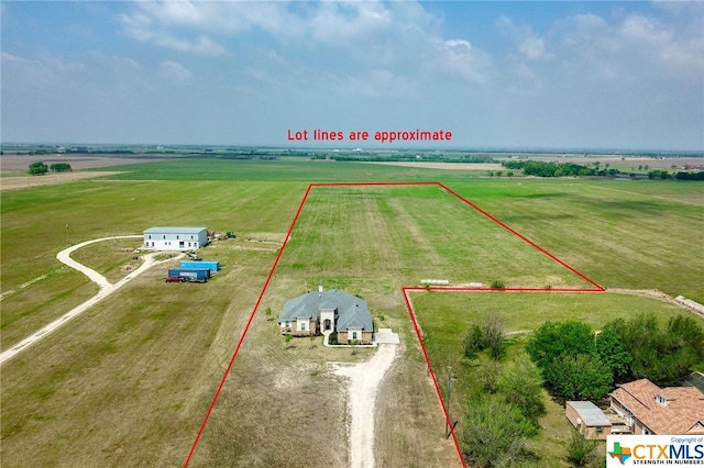 aerial view featuring a rural view