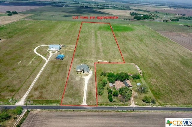 bird's eye view featuring a rural view