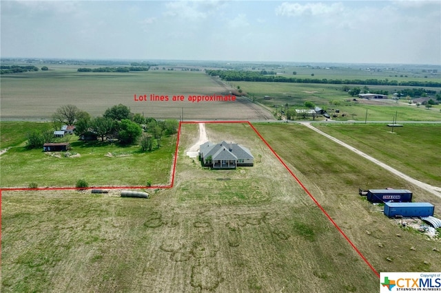 aerial view with a rural view