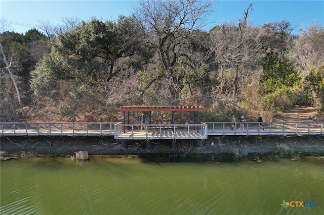 view of dock featuring a water view