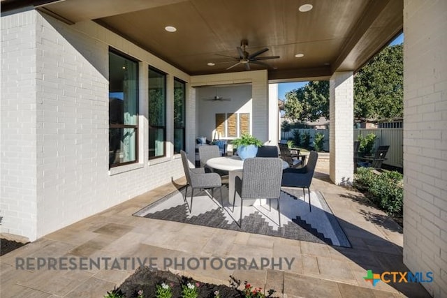 view of patio with ceiling fan