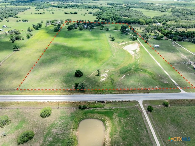 6589 State Highway 304, Harwood, TX 78632 - overview of rural landscape with property parcel outlined