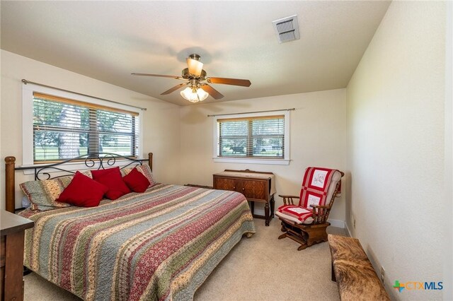 6589 State Highway 304, Harwood, TX 78632 - bedroom with light colored carpet and a ceiling fan