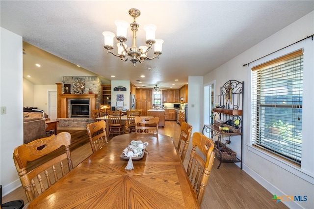 6589 State Highway 304, Harwood, TX 78632 - dining space with plenty of natural light, baseboards, light wood-type flooring, a chandelier, and recessed lighting