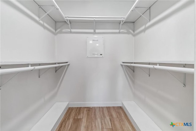 spacious closet featuring hardwood / wood-style flooring