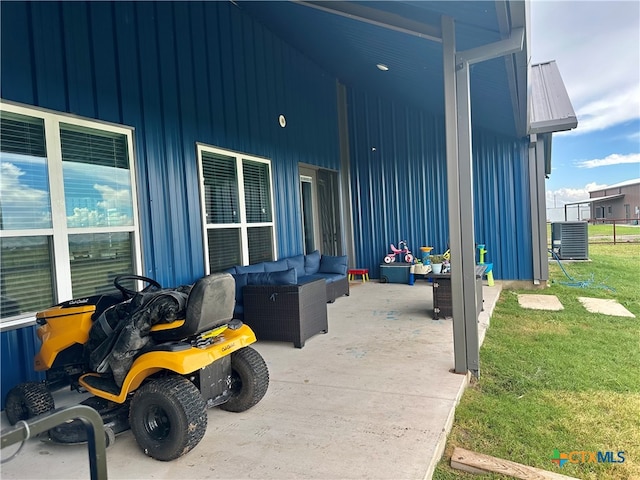 view of patio with central air condition unit and an outdoor hangout area