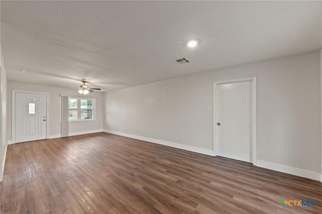 3126 Glenwood Dr, Temple, TX 76502 - interior space with wood finished floors, ceiling fan, baseboards, and visible vents