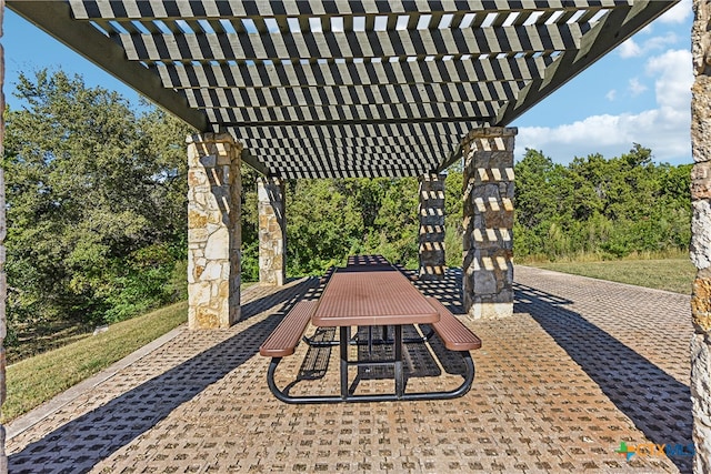 view of patio / terrace featuring a pergola