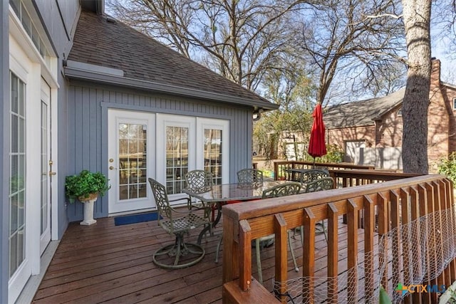 2113 Highland Dr, Salado, TX 76571 - wooden terrace featuring outdoor dining space and french doors