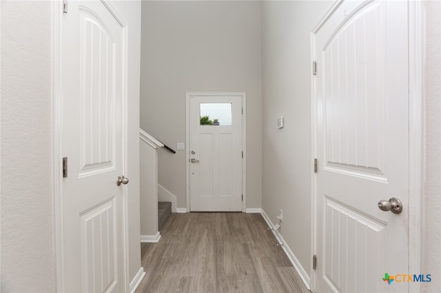 entryway with light wood-type flooring