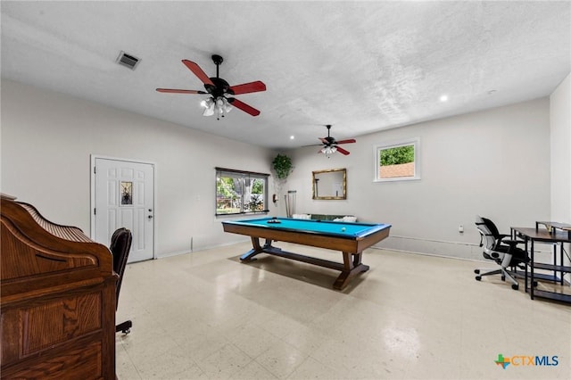 2105 S 49th St, Temple, TX 76504 - game room with tile patterned floors, healthy amount of natural light, baseboards, pool table, and recessed lighting