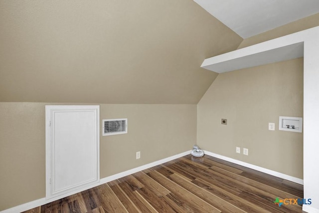 1568 Blueridge Dr, Canyon Lake, TX 78133 - washroom with hookup for an electric dryer, dark wood-style floors, and hookup for a washing machine