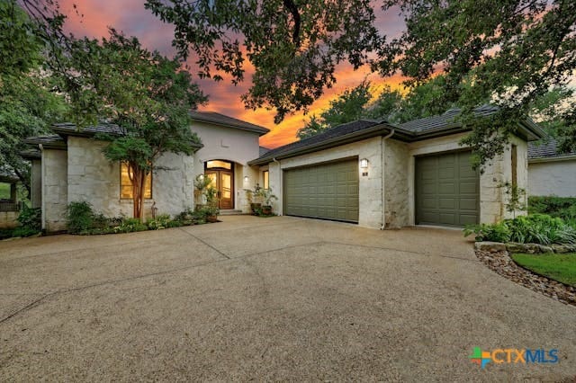 view of front of house with a garage