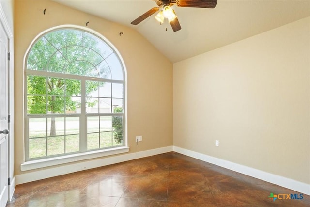 703 Cosper Creek Dr, Killeen, TX 76542 - empty room featuring plenty of natural light, vaulted ceiling, and ceiling fan