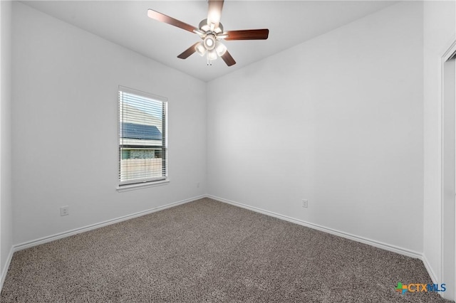 7912 Emery Oaks Dr, Temple, TX 76502 - spare room with carpet, baseboards, and a ceiling fan