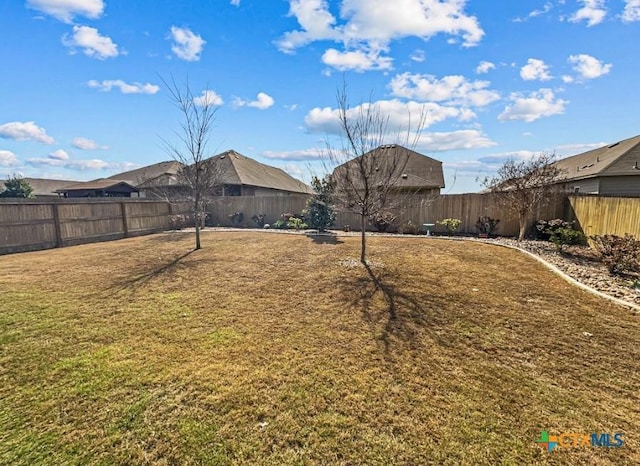 view of yard featuring a fenced backyard