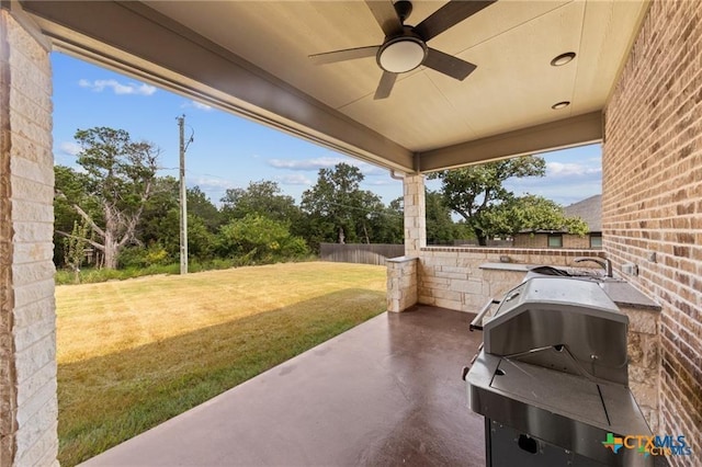 2755 Bowles Ranch Rd, Belton, TX 76513 - view of patio featuring ceiling fan and a grill