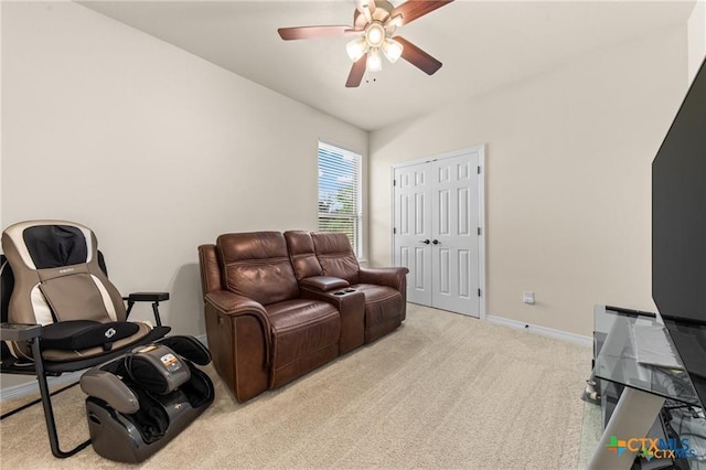 2755 Bowles Ranch Rd, Belton, TX 76513 - living area with a ceiling fan, carpet, and baseboards