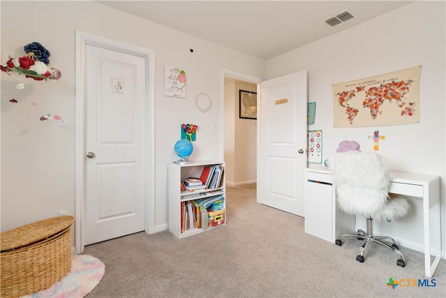 view of carpeted office space