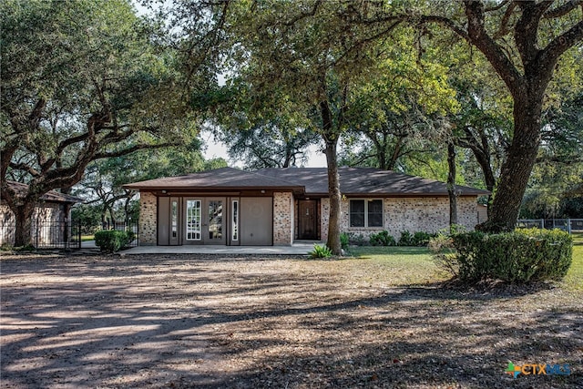 view of front facade with french doors