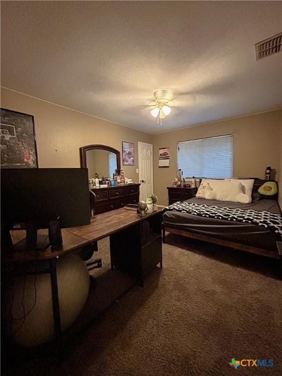 bedroom with carpet floors and ceiling fan